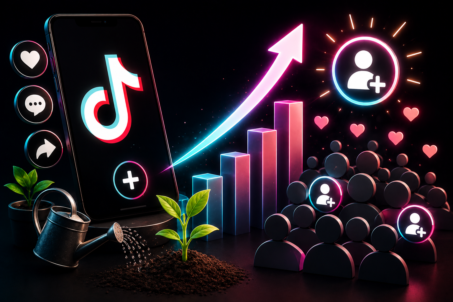 Graphic showing a rise in TikTok followers