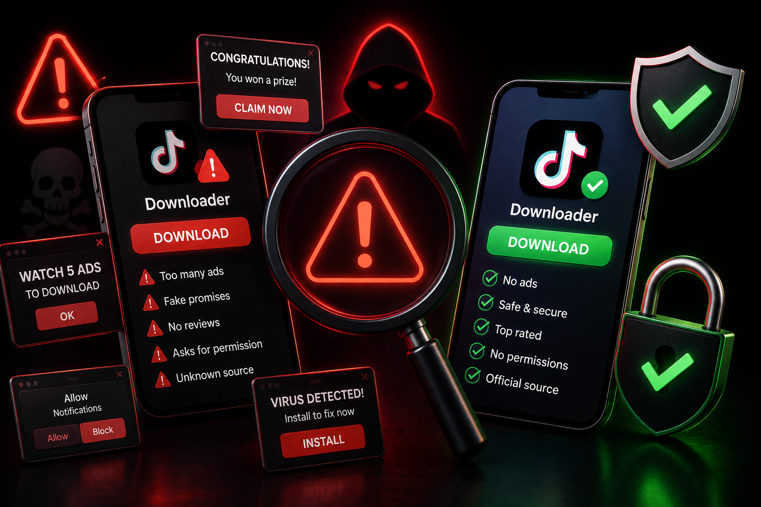 Warning signs of scam TikTok downloaders