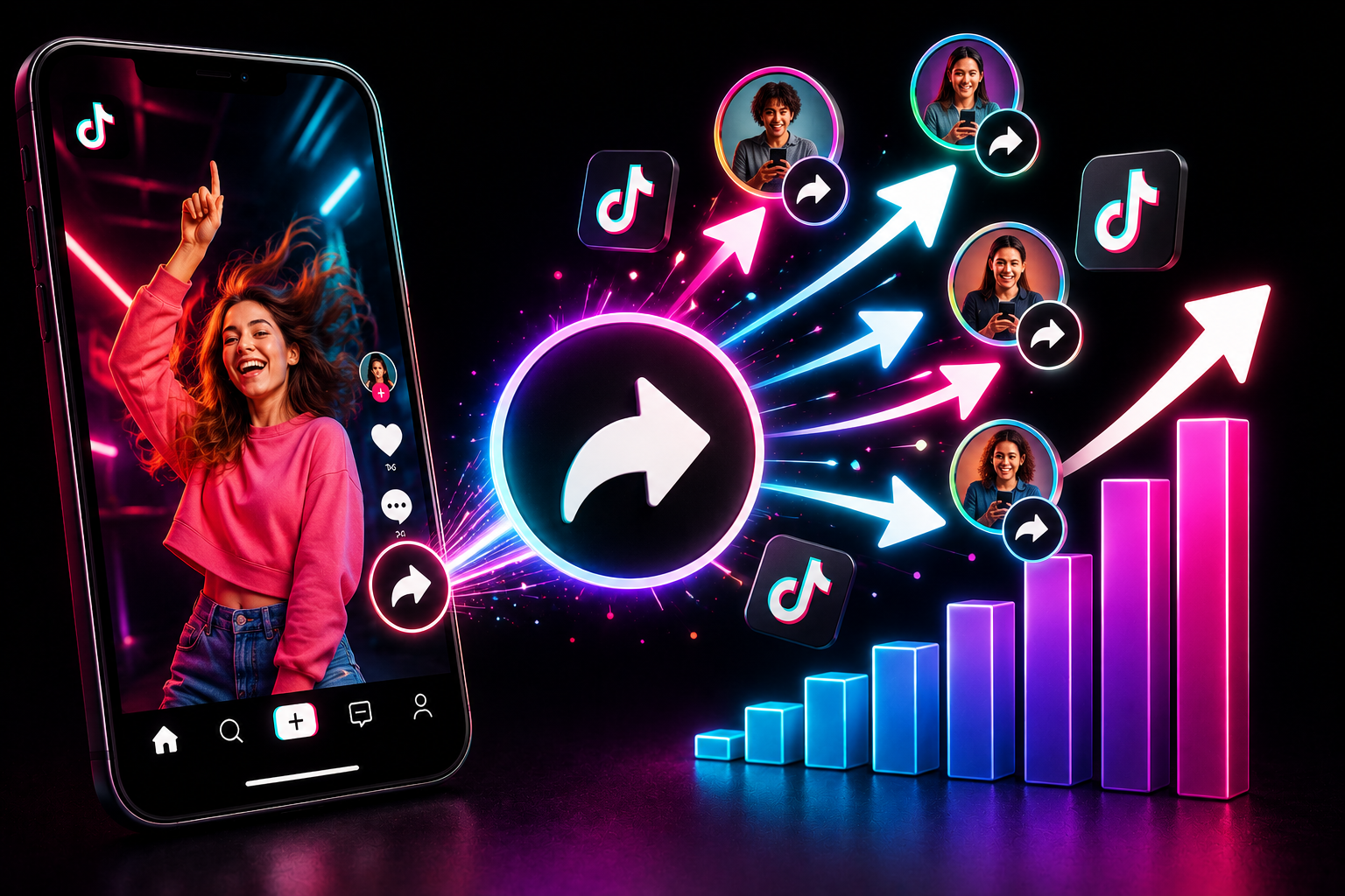 Graphic indicating TikTok shares strategies